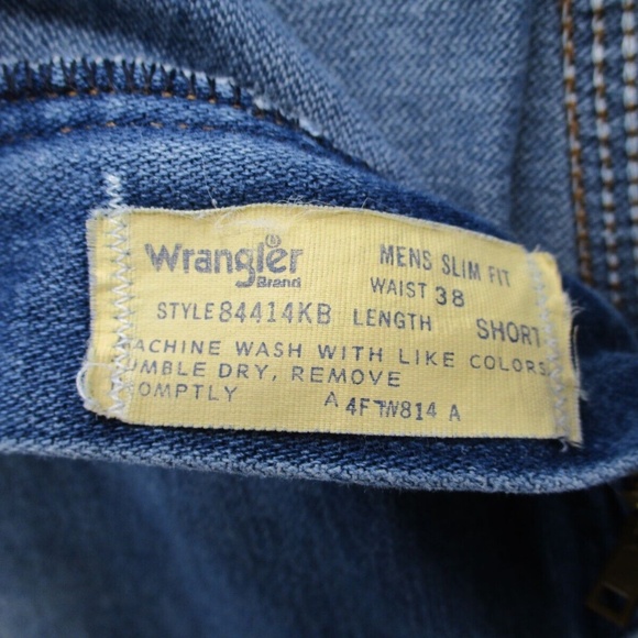 Vintage 1980's Wrangler Jeans Men's 38 Short Distressed Stone Wash Blue 84414KB - Picture 8 of 14
